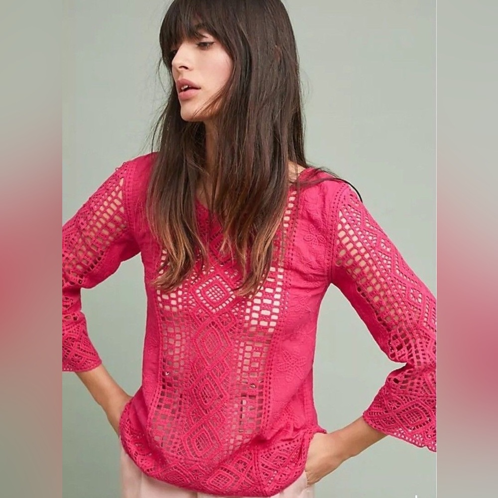 Blue Tassel {Anthropologie} Shavonne Lace Top